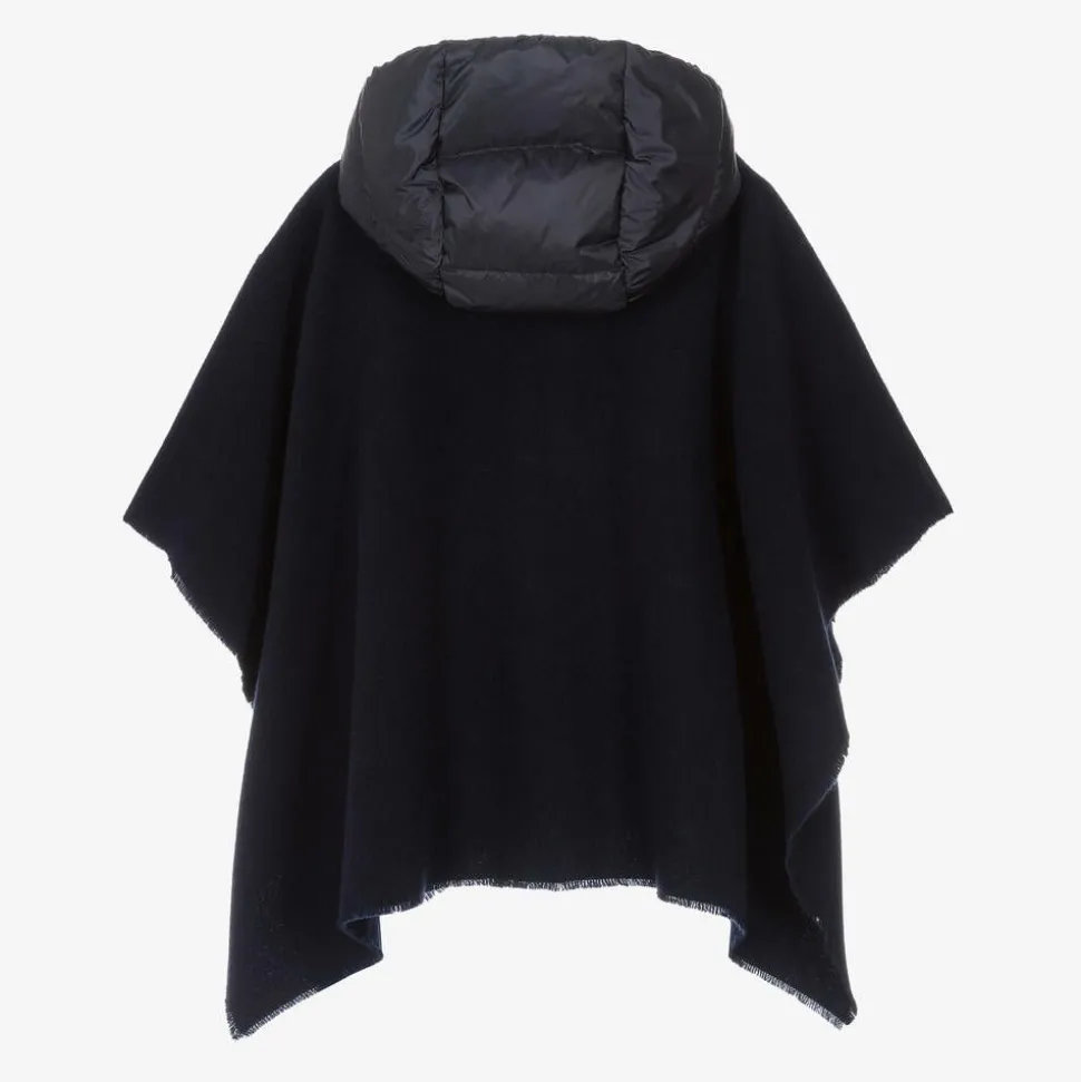 Girls Navy Blue Wool & Down Cape