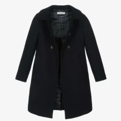 Girls Navy Blue Wool Coat