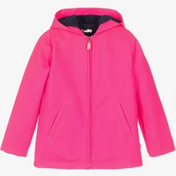Girls Neon Pink Hooded Raincoat