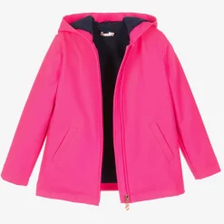 Girls Neon Pink Hooded Raincoat