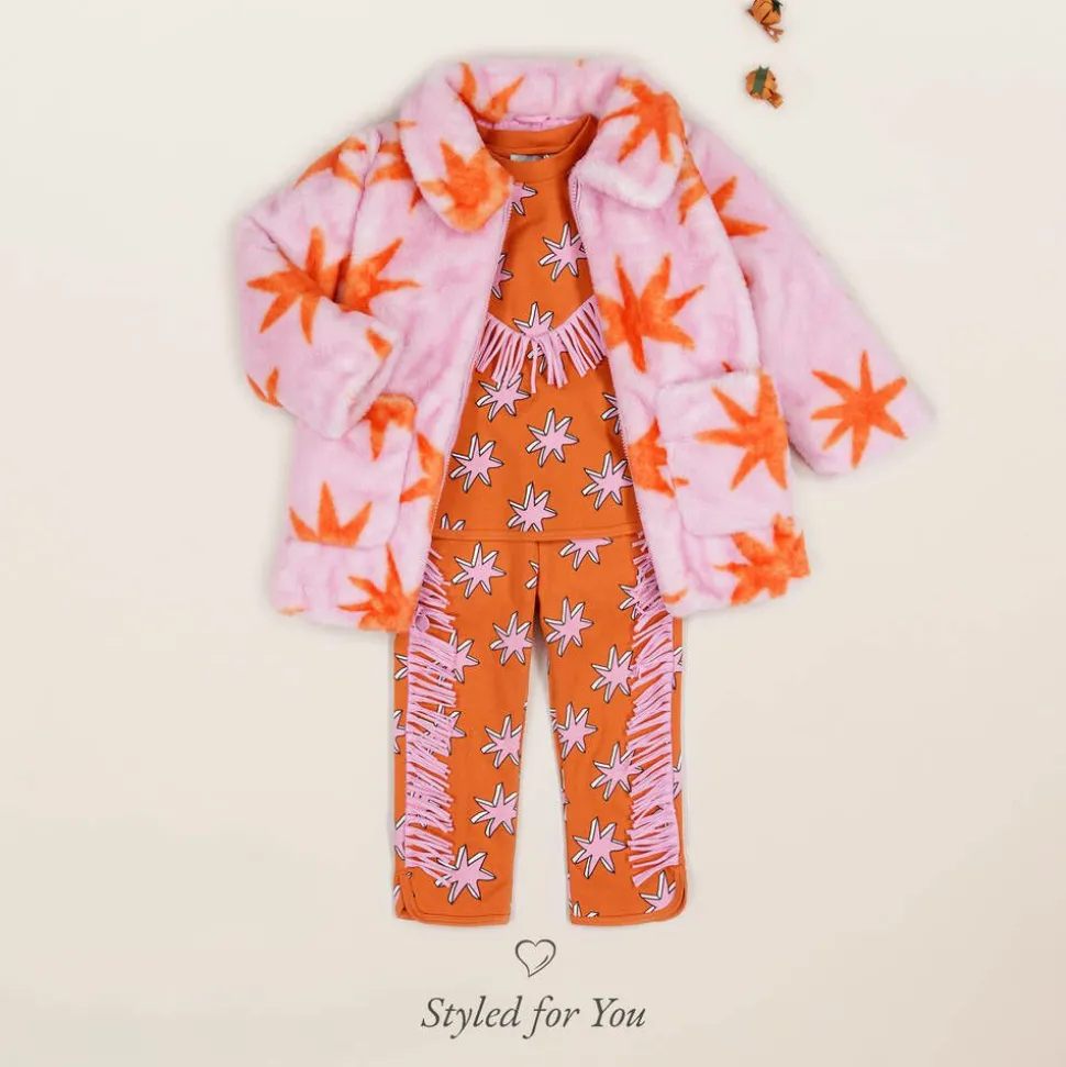 Girls Orange Cotton Cosmic Star Sweatshirt