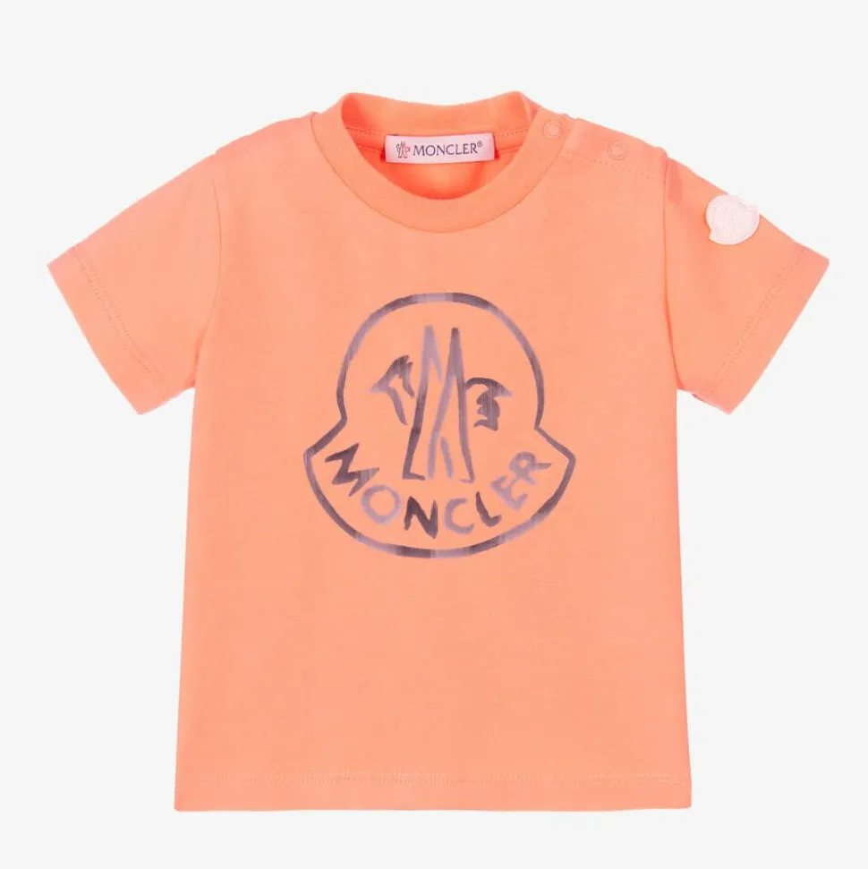 Girls Orange Cotton Logo T-Shirt
