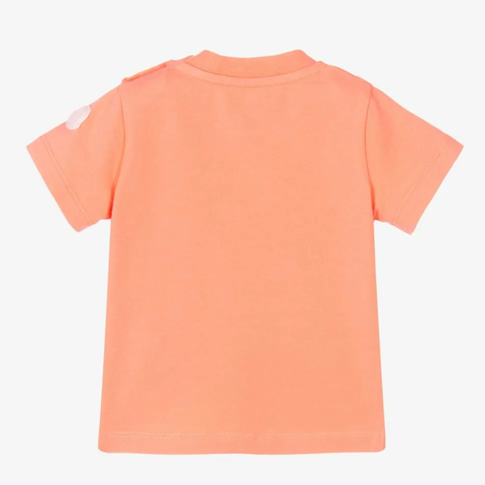 Girls Orange Cotton Logo T-Shirt