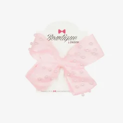 Girls Pale Pink Bow Hair Clip (11cm)