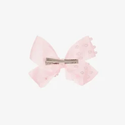 Girls Pale Pink Bow Hair Clip (11cm)