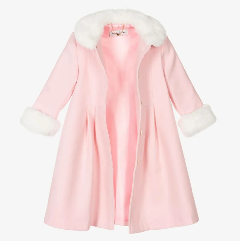 Girls Pale Pink Coat & Hat Set
