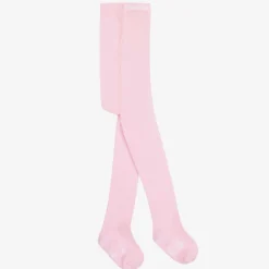 Girls Pale Pink Cotton Knitted Tights