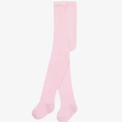 Girls Pale Pink Cotton Knitted Tights