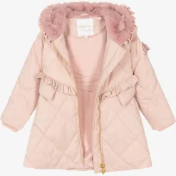 Girls Pale Pink Quilted Coat