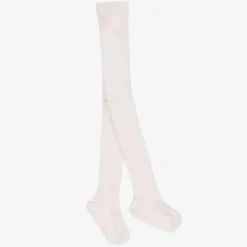 Girls Pale Pink Ribbed Tights