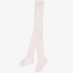 Girls Pale Pink Ribbed Tights