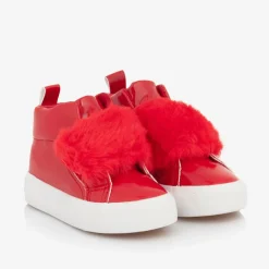 Girls Patent Red High Top Trainers