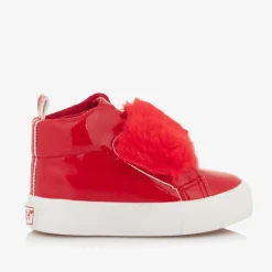 Girls Patent Red High Top Trainers