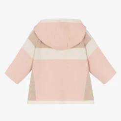 Girls Pink & Beige Cotton Knit Cardigan