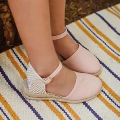 Girls Pink & Beige Wedge Espadrilles