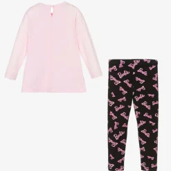 Girls Pink & Black Barbie Leggings Set
