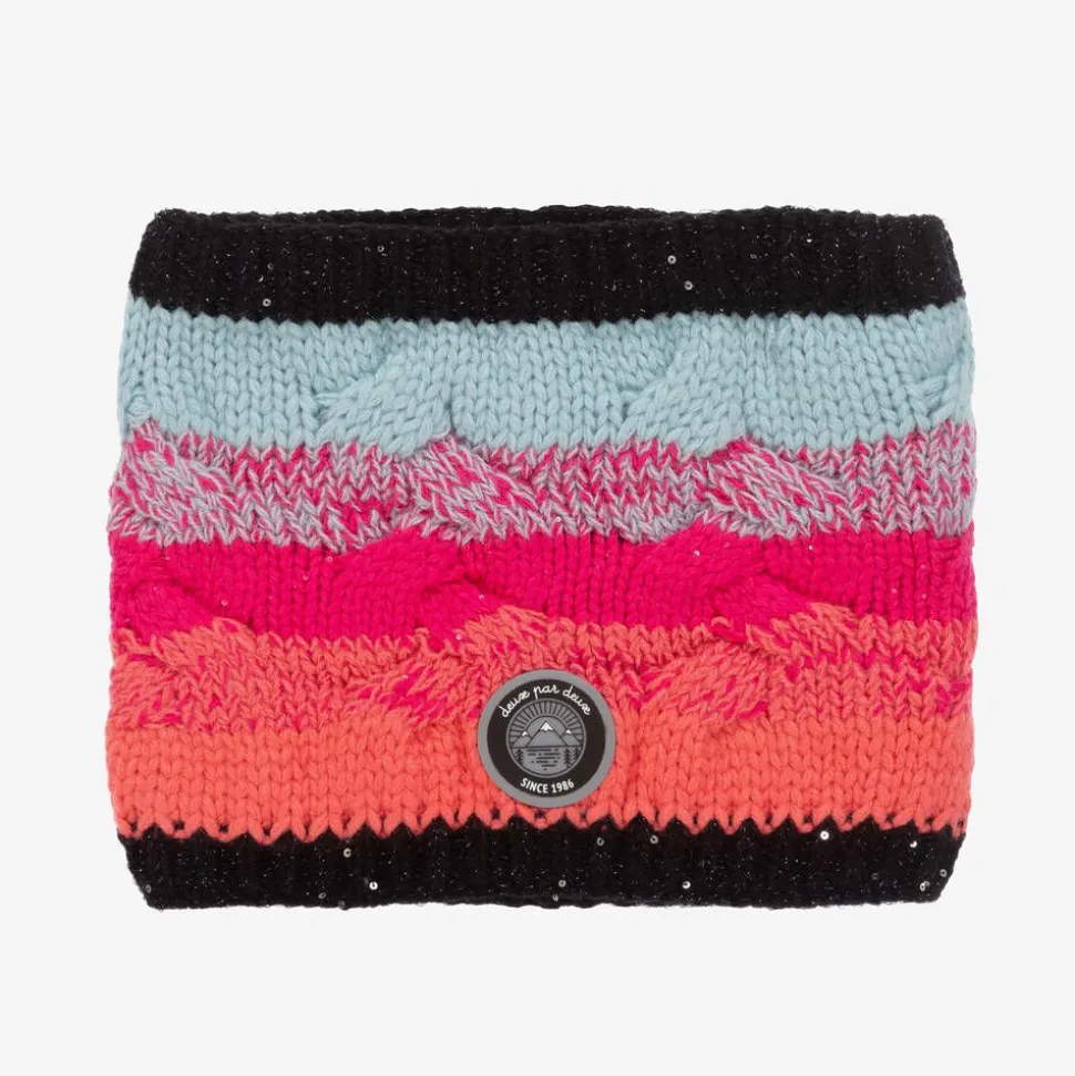 Girls Pink & Black Knitted Snood