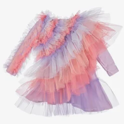 Girls Pink & Blue Asymmetric Tulle Dress