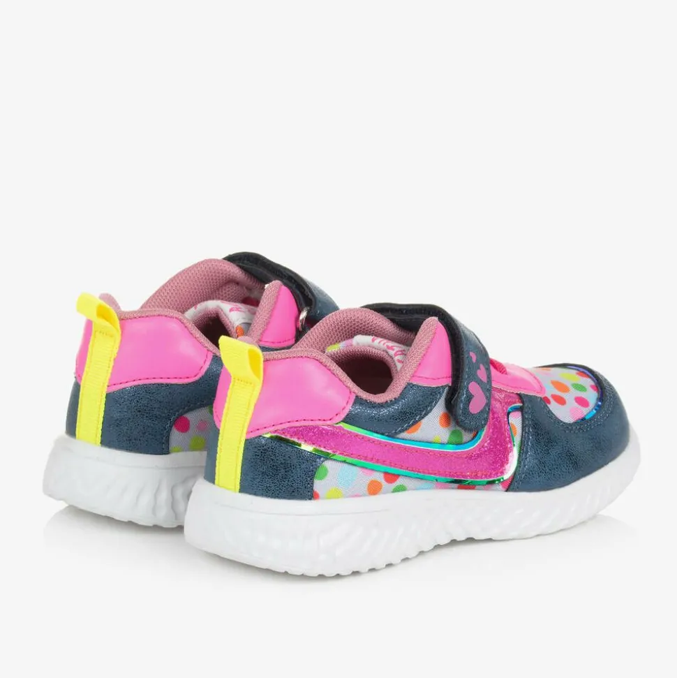 Girls Pink & Blue Dot Print Trainers