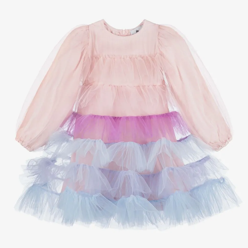 Girls Pink & Blue Tiered Tulle Dress