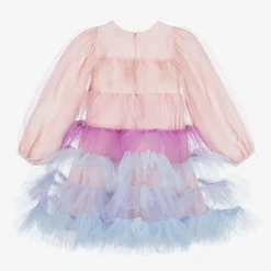 Girls Pink & Blue Tiered Tulle Dress