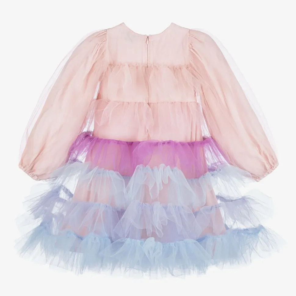 Girls Pink & Blue Tiered Tulle Dress