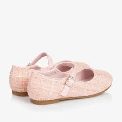 Girls Pink & Gold Tweed Shoes