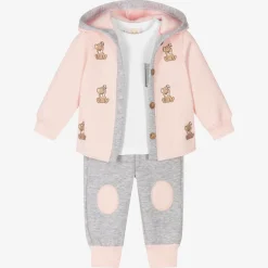 Girls Pink & Grey Tracksuit Set