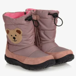 Girls Pink Bear Snow Boots