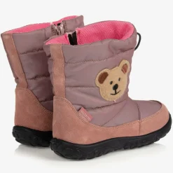 Girls Pink Bear Snow Boots