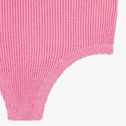 Girls Pink Bow Crinkle Swimsuit