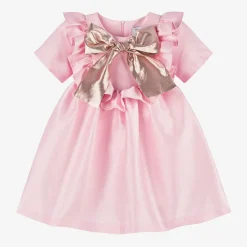 Girls Pink Bow Dress