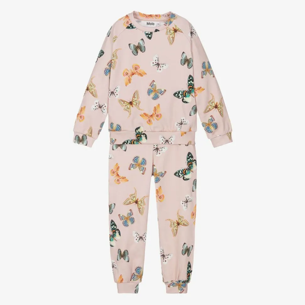 Girls Pink Butterfly Print Organic Cotton Tracksuit
