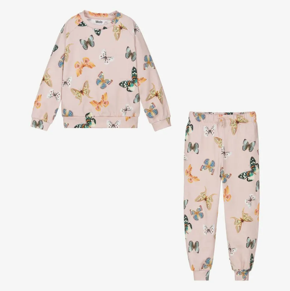 Girls Pink Butterfly Print Organic Cotton Tracksuit