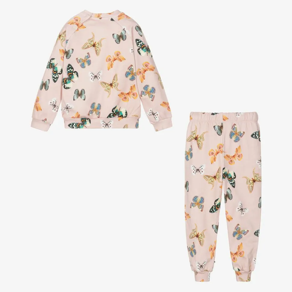 Girls Pink Butterfly Print Organic Cotton Tracksuit