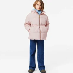Girls Pink Butterfly Puffer Jacket
