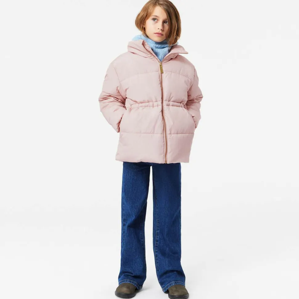 Girls Pink Butterfly Puffer Jacket