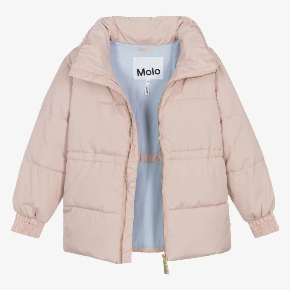 Girls Pink Butterfly Puffer Jacket