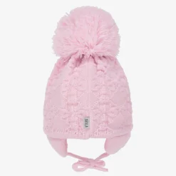 Girls Pink Cassie Giant Pom-Pom Hat