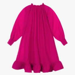 Girls Pink Charmeuse Ruffle Dress
