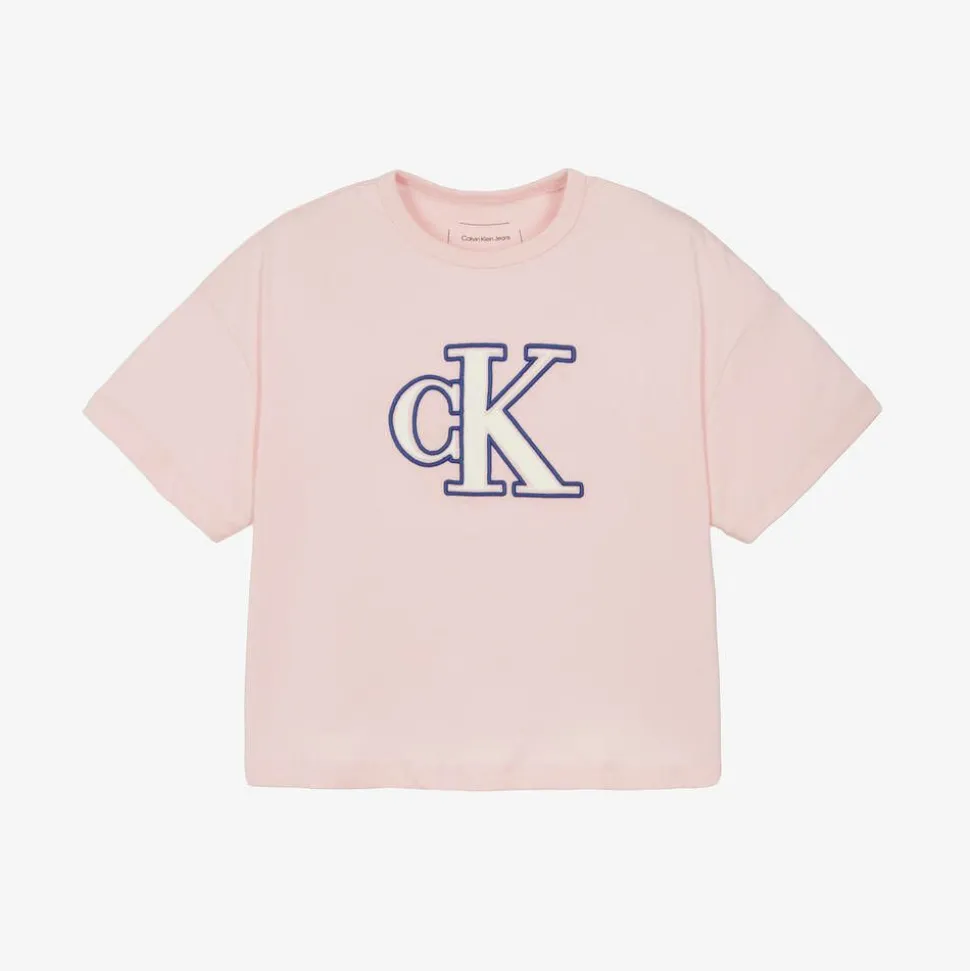 Girls Pink CK Cotton T-Shirt