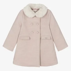 Girls Pink Collared Coat