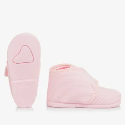 Girls Pink Corduroy Slippers
