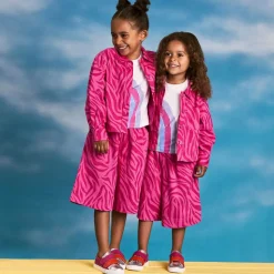 Girls Pink Cotton Animal Print Jacket