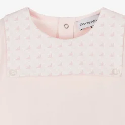 Girls Pink Cotton Babygrow & Hat Set