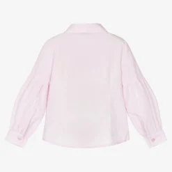 Girls Pink Cotton Bow Blouse