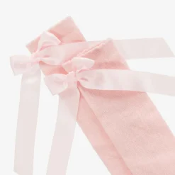 Girls Pink Cotton Bow Socks
