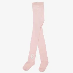 Girls Pink Cotton Bow Tights