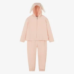 Girls Pink Cotton Bunny Tracksuit