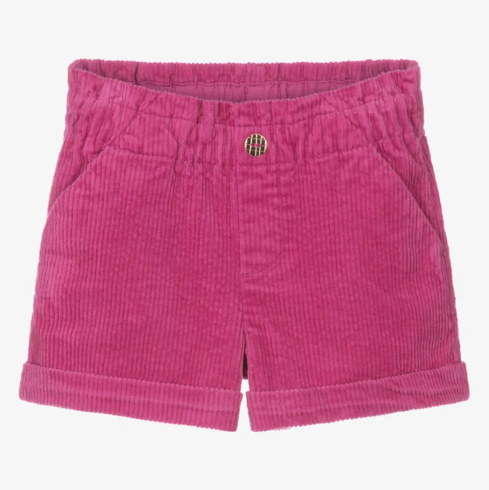 Girls Pink Cotton Corduroy Shorts